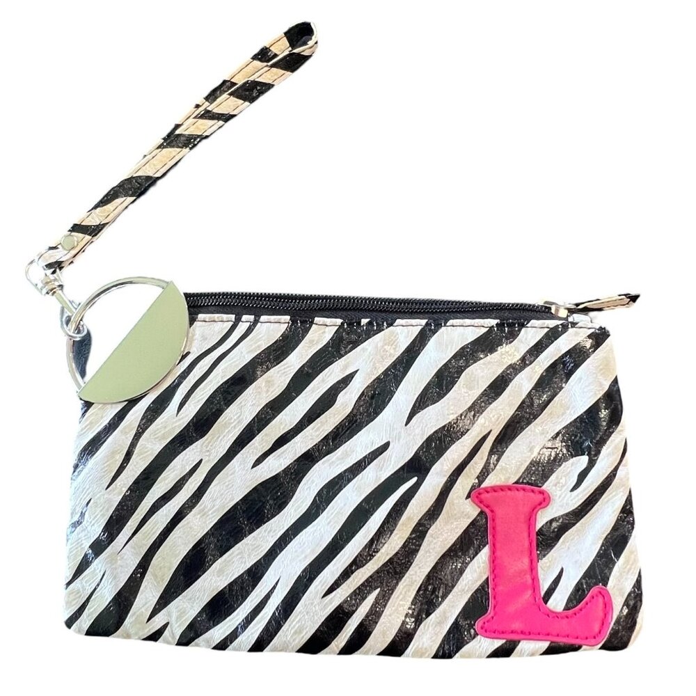 Lulu NYC | Zebra Print | L Monogram | Faux Leather | Wristlet
